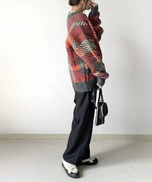 ABITOKYO(アビトーキョー)の「【ABITOKYO ORIGINAL】配色ニットジャガードチェックカーデ(カーディガン/ボレロ・レディース・ホワイト/ブラック/レッド・FREE)」の19枚目の写真