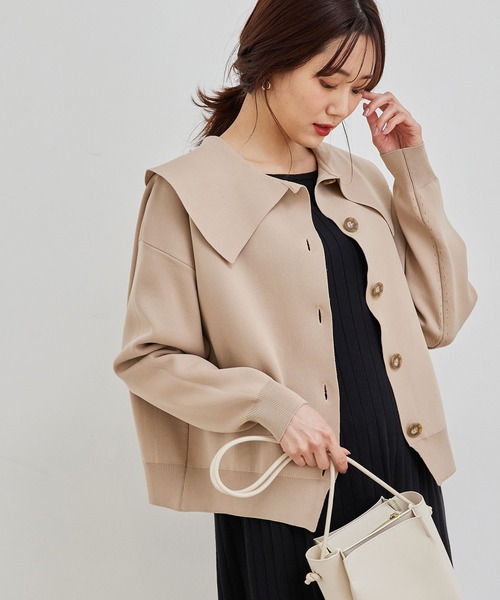 ROPE' PICNIC（ロペピクニック）の「【2WAY】スポンジニットビックカラーカーディガン（カーディガン/ボレロ・レディース・ブラック/ブラウン系その他2/パープル系その他・38）」の3枚目の写真