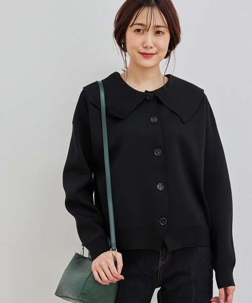 ROPE' PICNIC（ロペピクニック）の「【2WAY】スポンジニットビックカラーカーディガン（カーディガン/ボレロ・レディース・ブラック/ブラウン系その他2/パープル系その他・38）」の2枚目の写真