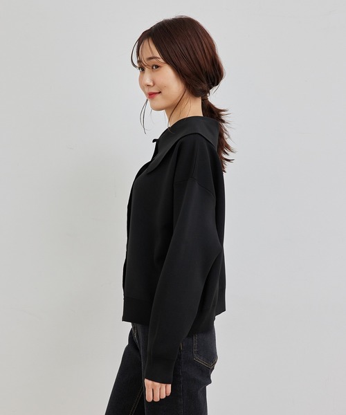 ROPE' PICNIC（ロペピクニック）の「【2WAY】スポンジニットビックカラーカーディガン（カーディガン/ボレロ・レディース・ブラック/ブラウン系その他2/パープル系その他・38）」の16枚目の写真