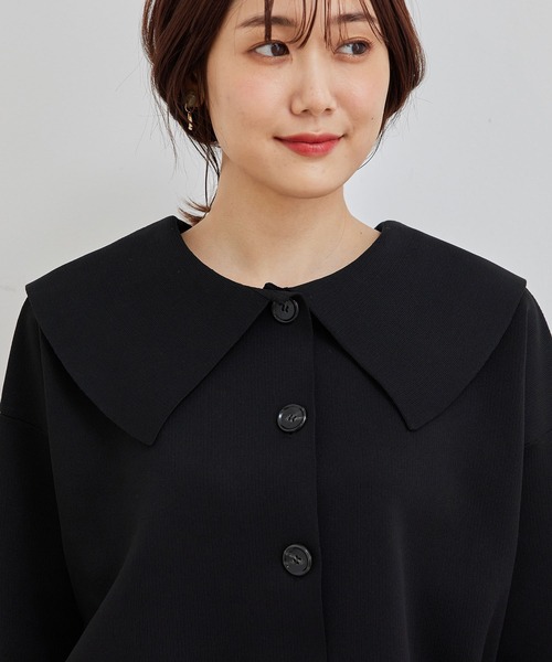 ROPE' PICNIC（ロペピクニック）の「【2WAY】スポンジニットビックカラーカーディガン（カーディガン/ボレロ・レディース・ブラック/ブラウン系その他2/パープル系その他・38）」の8枚目の写真