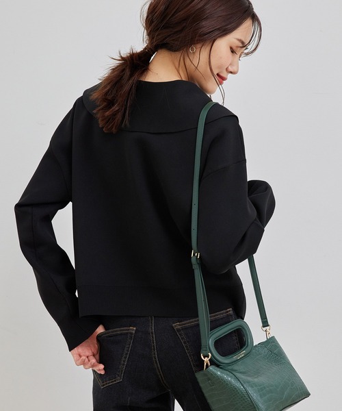 ROPE' PICNIC（ロペピクニック）の「【2WAY】スポンジニットビックカラーカーディガン（カーディガン/ボレロ・レディース・ブラック/ブラウン系その他2/パープル系その他・38）」の20枚目の写真