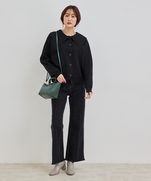 ROPE' PICNIC（ロペピクニック）の「【2WAY】スポンジニットビックカラーカーディガン（カーディガン/ボレロ・レディース・ブラック/ブラウン系その他2/パープル系その他・38）」の13枚目の写真