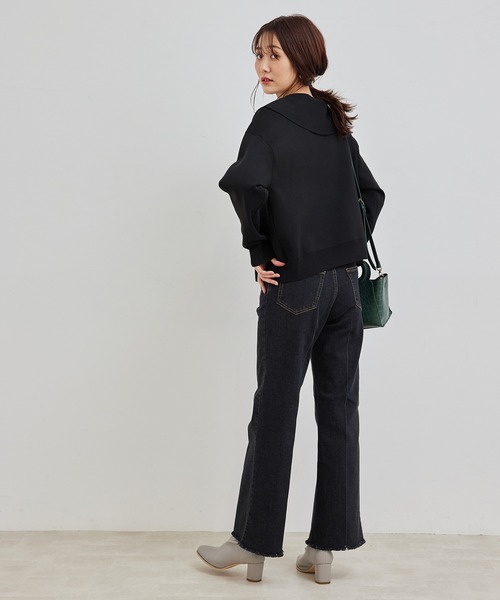 ROPE' PICNIC（ロペピクニック）の「【2WAY】スポンジニットビックカラーカーディガン（カーディガン/ボレロ・レディース・ブラック/ブラウン系その他2/パープル系その他・38）」の18枚目の写真