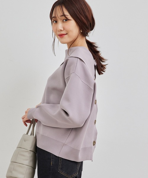 ROPE' PICNIC（ロペピクニック）の「【2WAY】スポンジニットビックカラーカーディガン（カーディガン/ボレロ・レディース・ブラック/ブラウン系その他2/パープル系その他・38）」の5枚目の写真