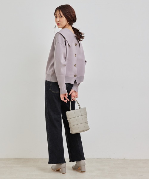 ROPE' PICNIC（ロペピクニック）の「【2WAY】スポンジニットビックカラーカーディガン（カーディガン/ボレロ・レディース・ブラック/ブラウン系その他2/パープル系その他・38）」の7枚目の写真