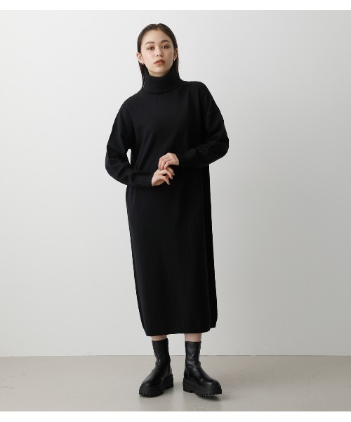 AZUL by moussy(アズールバイマウジー)の「TURTLE NECK SIMPLE OP/タートルネックシンプルワンピ(ワンピース・レディース・ブラック/ベージュ/イエロー系その他・SMALL/MEDIUM)」の2枚目の写真