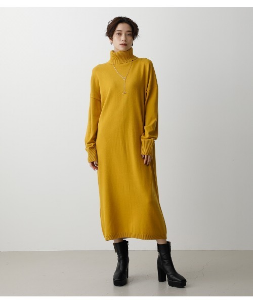 AZUL by moussy(アズールバイマウジー)の「TURTLE NECK SIMPLE OP/タートルネックシンプルワンピ(ワンピース・レディース・ブラック/ベージュ/イエロー系その他・SMALL/MEDIUM)」の20枚目の写真
