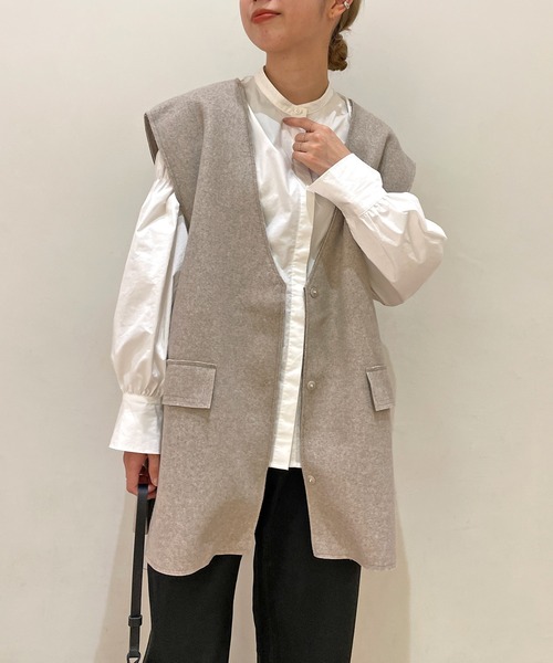 Omekashi(オメカシ)の「ダブルフェイスジレ(ベスト・レディース・チャコールグレー/ベージュ/グレー・FREE)」の17枚目の写真