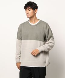 【BLUE STANDARD/ブルースタンダード】着回しがきく バイカラーニット ロンT 2点セット