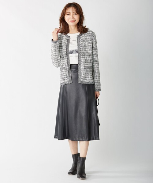 J.PRESS(ジェイプレス)の「【洗える・抗菌防臭】TWEED KNIT カーディガン(カーディガン/ボレロ・レディース・ブラック系1/ベージュ系1/サックスブルー系1・T15/T13)」の5枚目の写真