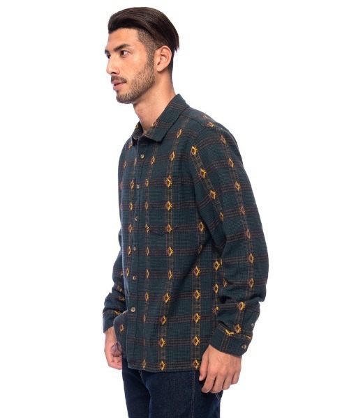 BILLABONG(ビラボン)の「BILLABONG メンズ 【Wrangler】 KNOX JACQUARD PLAID 長袖シャツ 【2021年秋冬モデル】/ビラボンラングラーコラボ長袖シャツ(シャツ/ブラウス・メンズ・グリーン系その他/ブラウン・MEDIUM/LARGE/X-LARGE)」の4枚目の写真
