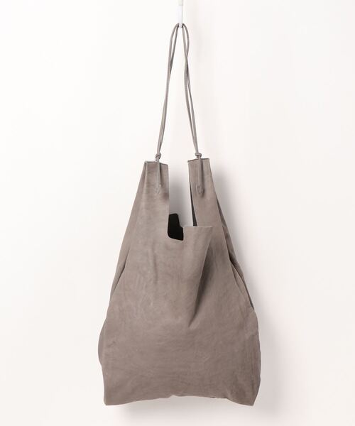 SLOW(スロウ)の「【SLOW / スロウ】2way grocery cowleather shopper(トートバッグ)(トートバッグ・メンズ・グレー/ブラック・FREE)」の1枚目の写真