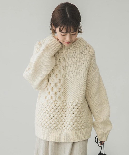 かぐれアラン柄パッチワークニット かぐれ（カグレ）の「アラン柄パッチワークニット（ニット/セーター