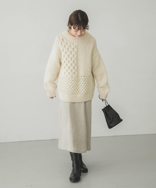 かぐれ（カグレ）の「アラン柄パッチワークニット（ニット/セーター