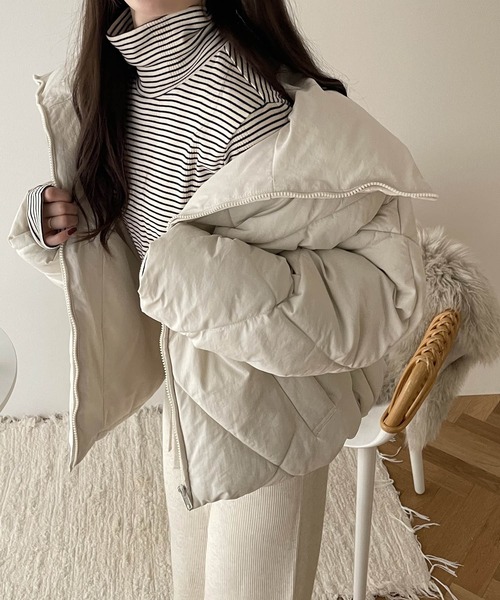 セール】ダイヤキルティングフェイクダウン中綿ジャケット（ダウン