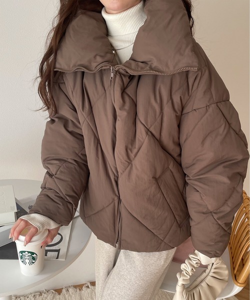 andme（アンドミー）の「ダイヤキルティングフェイクダウン中綿ジャケット（ダウンジャケット/コート・レディース・ブラック/アイボリー/モカ/ライトカーキ・M）」の16枚目の写真