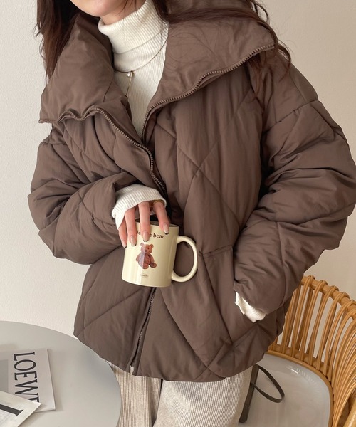 セール】ダイヤキルティングフェイクダウン中綿ジャケット（ダウン