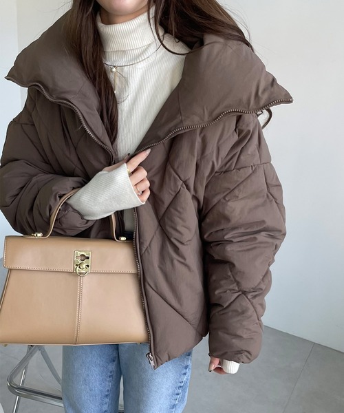 andme（アンドミー）の「ダイヤキルティングフェイクダウン中綿ジャケット（ダウンジャケット/コート・レディース・ブラック/アイボリー/モカ/ライトカーキ・M）」の20枚目の写真