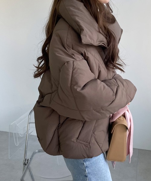 andme（アンドミー）の「ダイヤキルティングフェイクダウン中綿ジャケット（ダウンジャケット/コート・レディース・ブラック/アイボリー/モカ/ライトカーキ・M）」の17枚目の写真