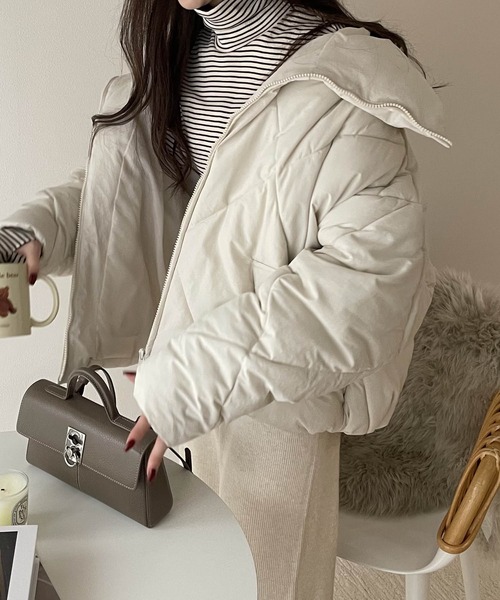 セール】ダイヤキルティングフェイクダウン中綿ジャケット（ダウン