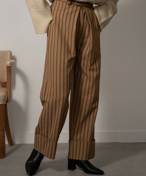 Amiur（エミレ）の「stripe linen like pants（その他パンツ・レディース・ブラウン/ベージュ・S/M）」の4枚目の写真