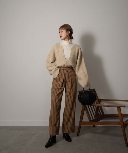 Amiur（エミレ）の「stripe linen like pants（その他パンツ・レディース・ブラウン/ベージュ・S/M）」の8枚目の写真