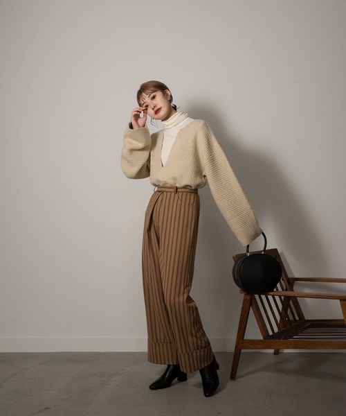 Amiur（エミレ）の「stripe linen like pants（その他パンツ・レディース・ブラウン/ベージュ・S/M）」の10枚目の写真