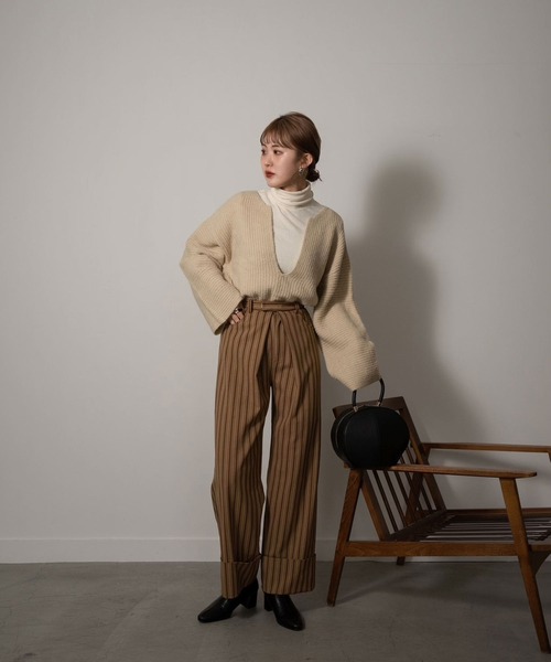 Amiur（エミレ）の「stripe linen like pants（その他パンツ・レディース・ブラウン/ベージュ・S/M）」の9枚目の写真