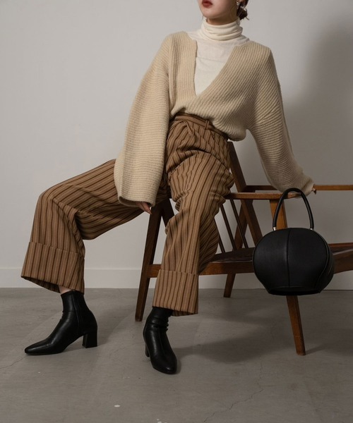 Amiur（エミレ）の「stripe linen like pants（その他パンツ・レディース・ブラウン/ベージュ・S/M）」の3枚目の写真