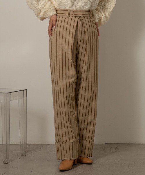 Amiur（エミレ）の「stripe linen like pants（その他パンツ・レディース・ブラウン/ベージュ・S/M）」の5枚目の写真