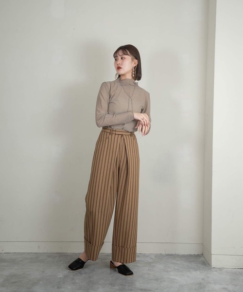 Amiur（エミレ）の「stripe linen like pants（その他パンツ・レディース・ブラウン/ベージュ・S/M）」の19枚目の写真