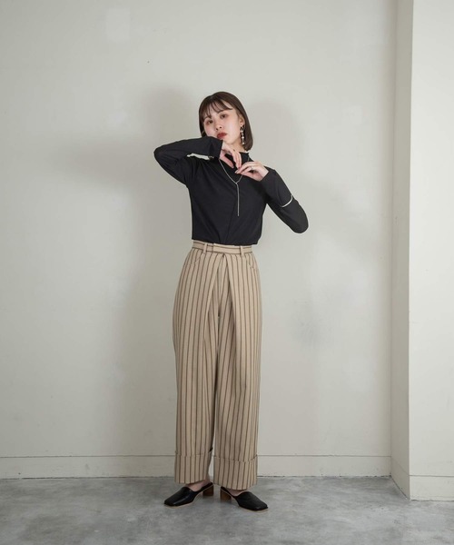 Amiur（エミレ）の「stripe linen like pants（その他パンツ・レディース・ブラウン/ベージュ・S/M）」の21枚目の写真