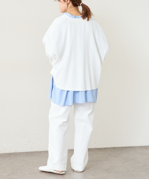 PUAL CE CIN（ピュアルセシン）の「ワッフルヘンリーネックロングスリーブ（Tシャツ/カットソー・レディース・ベージュ/グレー/オフホワイト・FREE）」の6枚目の写真