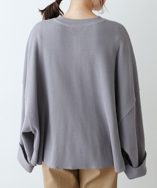 PUAL CE CIN（ピュアルセシン）の「ワッフルヘンリーネックロングスリーブ（Tシャツ/カットソー・レディース・ベージュ/グレー/オフホワイト・FREE）」の18枚目の写真