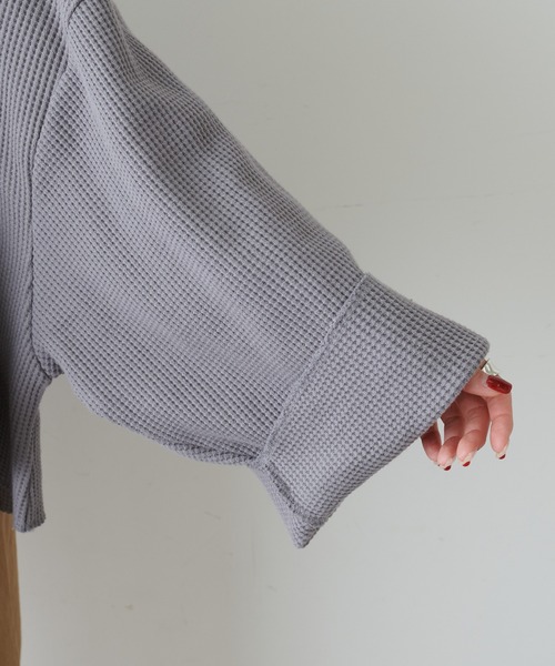 PUAL CE CIN（ピュアルセシン）の「ワッフルヘンリーネックロングスリーブ（Tシャツ/カットソー・レディース・ベージュ/グレー/オフホワイト・FREE）」の21枚目の写真