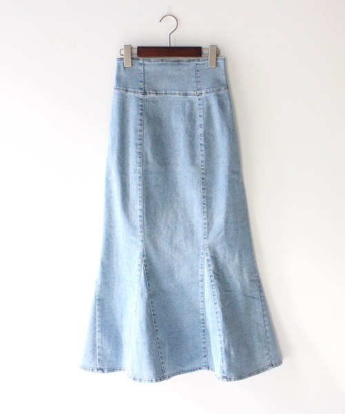 NOMAE(ノーマエ)の「ストレッチデニムマーメイドスカート(スカート・レディース・ライトブルー/ダークブルー/ブルー・FREE)」の1枚目の写真