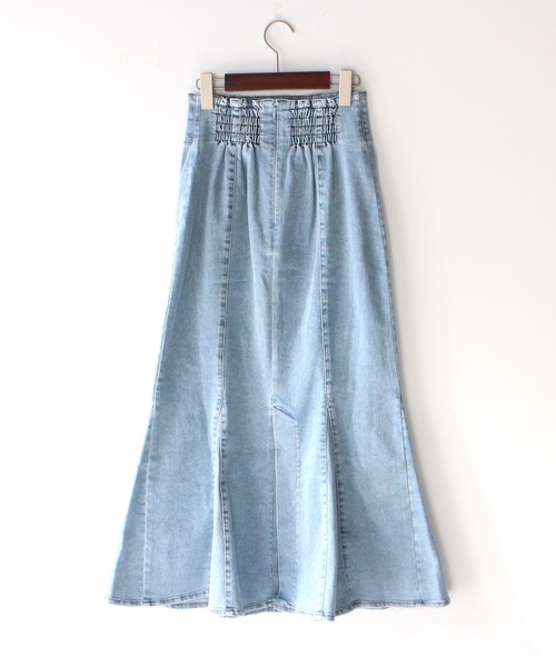 NOMAE(ノーマエ)の「ストレッチデニムマーメイドスカート(スカート・レディース・ライトブルー/ダークブルー/ブルー・FREE)」の5枚目の写真