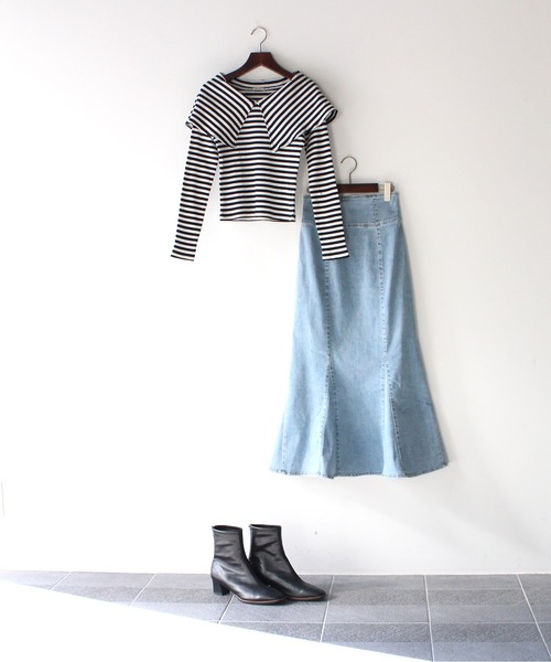 NOMAE(ノーマエ)の「ストレッチデニムマーメイドスカート(スカート・レディース・ライトブルー/ダークブルー/ブルー・FREE)」の22枚目の写真