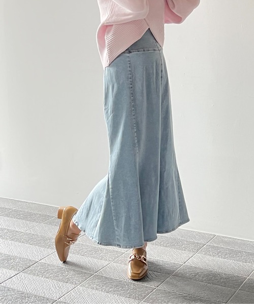 NOMAE(ノーマエ)の「ストレッチデニムマーメイドスカート(スカート・レディース・ライトブルー/ダークブルー/ブルー・FREE)」の21枚目の写真