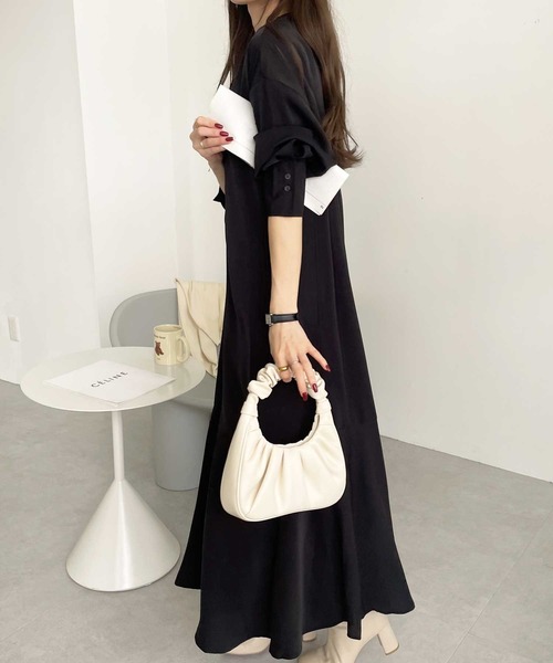 GeeRA（ジーラ）の「裾フレアーロングシャツワンピース（シャツワンピース・レディース・ブルー/ベージュ/ブラック・XX-LARGE/X-LARGE/MEDIUM/LARGE）」の17枚目の写真