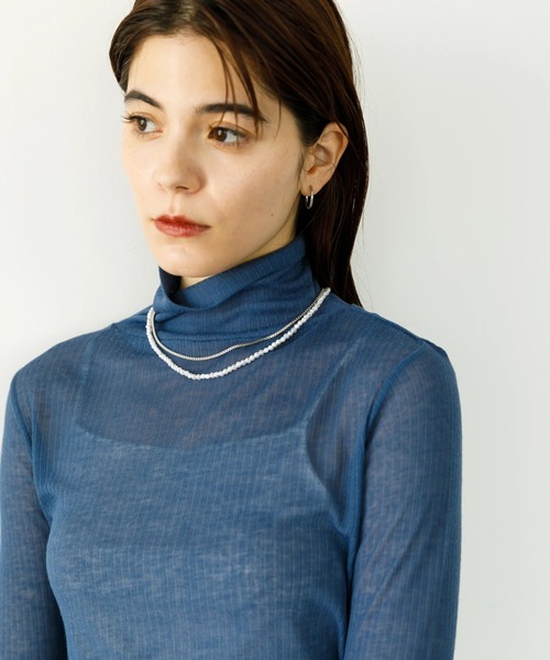 koe（コエ）の「シアーカットリブゆるタートル*（タンクトップ・レディース・ブルー・FREE）」の3枚目の写真