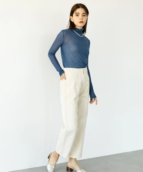 koe（コエ）の「シアーカットリブゆるタートル*（タンクトップ・レディース・ブルー・FREE）」の4枚目の写真