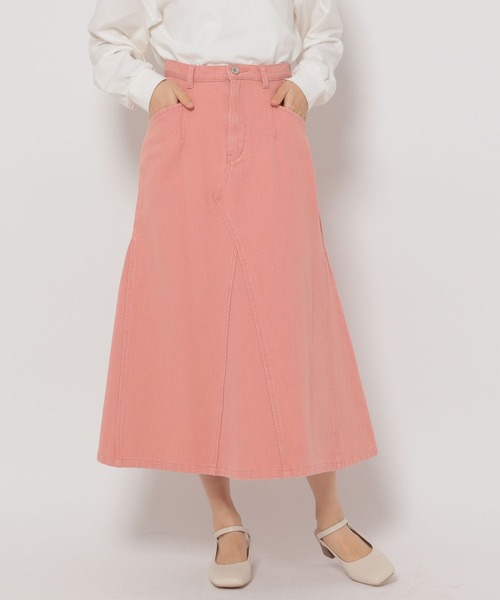 mysty woman（ミスティウーマン）の「USED加工フレアスカート 269644（デニムスカート・レディース・ベージュ/ピンク/モカ・FREE）」の3枚目の写真