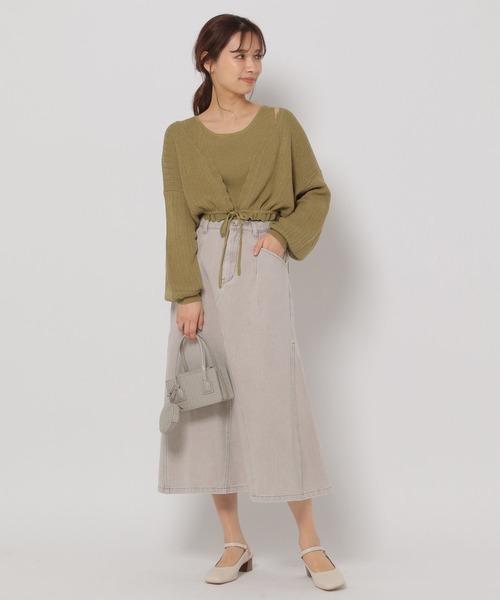 mysty woman（ミスティウーマン）の「USED加工フレアスカート 269644（デニムスカート・レディース・ベージュ/ピンク/モカ・FREE）」の10枚目の写真