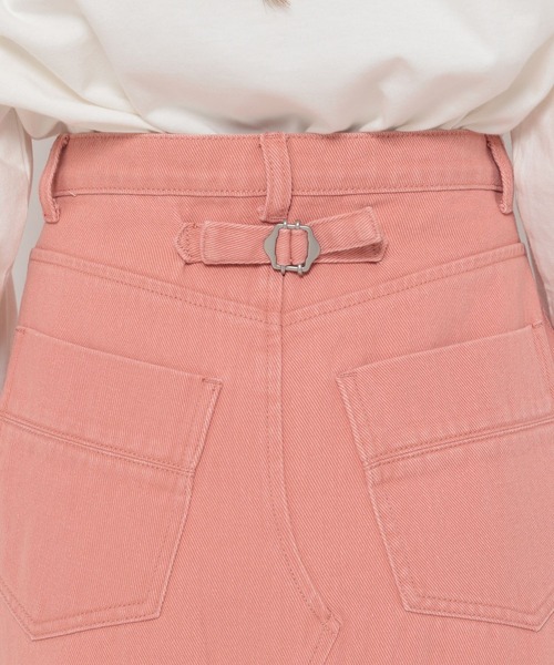 mysty woman（ミスティウーマン）の「USED加工フレアスカート 269644（デニムスカート・レディース・ベージュ/ピンク/モカ・FREE）」の4枚目の写真