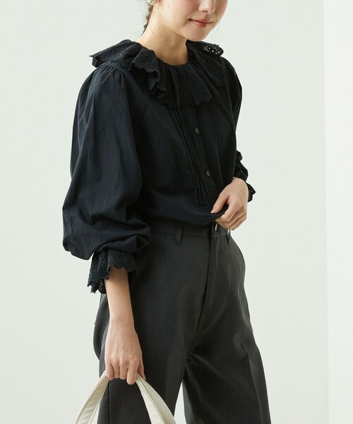 FREAK'S STORE（フリークスストア）の「レースビクトリアカラーシャツ（シャツ/ブラウス・レディース・ホワイト/ブラック・ﾌﾘ-）」の8枚目の写真