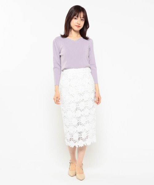 MISCH MASCH（ミッシュマッシュ）の「装飾ハートネックニット（ニット/セーター・レディース・ネイビー/ラベンダー/ホワイト/ピンク・MEDIUM）」の11枚目の写真
