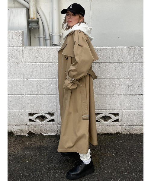 ENVYM（アンビー）の「ルーズトレンチＣＴ（トレンチコート・レディース・チェック/ベージュ/ブラック・FREE）」の7枚目の写真