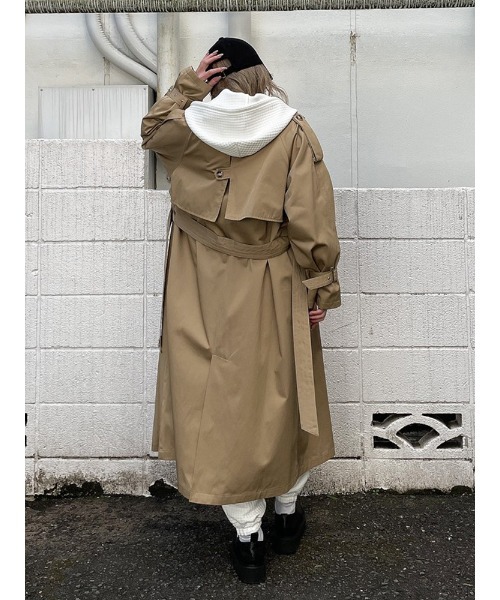 ENVYM（アンビー）の「ルーズトレンチＣＴ（トレンチコート・レディース・チェック/ベージュ/ブラック・FREE）」の6枚目の写真